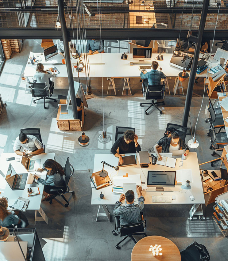 The eyko team working in an open-plan office