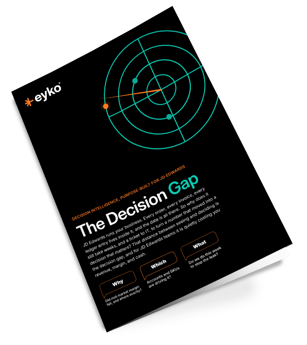 The Decision Gap ebook, an explainer for JD Edwards leaders evaluating Decision Intelligence